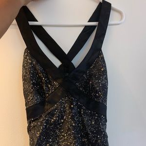 Express studio black gold silver and white shirt